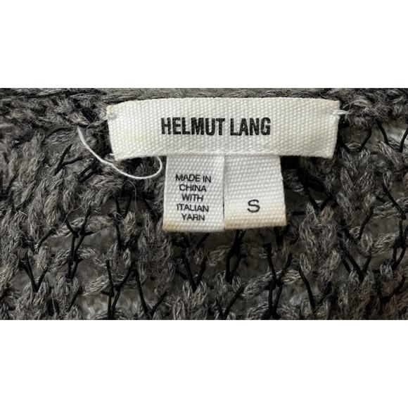 Helmut Lang Gray Alpaca Silk Linen Knit V Neck Long Sleeve Sweater Size S - Picture 3 of 5